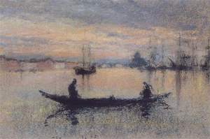 By Whistler, J.A.M. - Two fishers at the Giudecca island