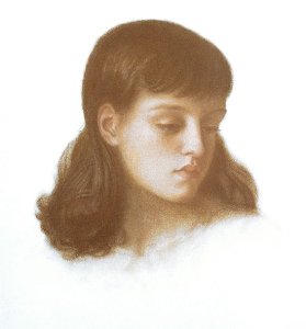 By Rossetti, Dante C. G. - Head of a girl